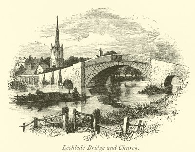 Lechlade Bridge and Church by English School