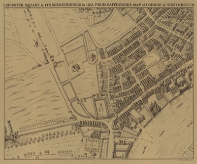 Leicester Square and Its Surroundings in 1658 by English School