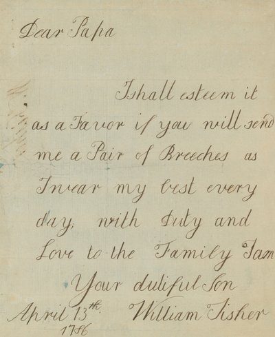 Letter from William Fisher (Autograph) by English School