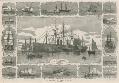 Leviathan 1858; Montage of Images Showing the Progress of Steam Navigation by English School