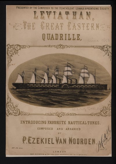 Leviathan, the Great Eastern, Victorian sheet music cover by English School