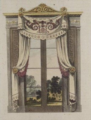Library Window Curtains, Plate 70 from Ackermann