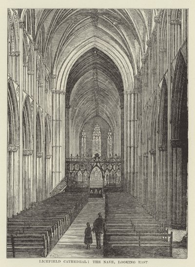 Lichfield Cathedral, the nave, looking east by English School