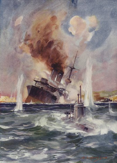 Lieutenant Holbrook Takes Submarine B11 Under the Mines in the Dardanelles and Sinks a Turkish Battleship by English School