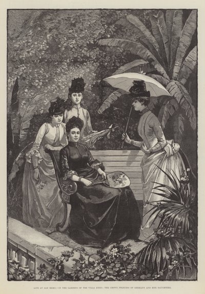 Life at San Remo, in the Gardens of the Villa Zirio, the Crown Princess of Germany and her Daughters by English School