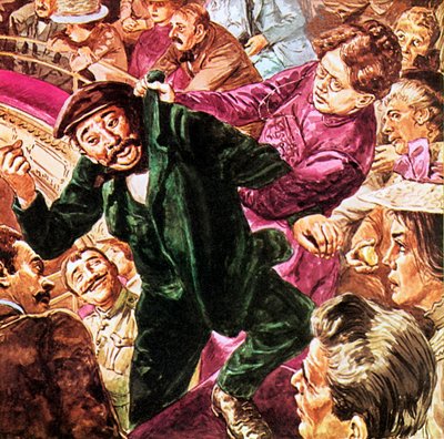 Lilian Baylis Ejecting a Drunk from the Gallery of Her Beloved Old Vic by English School