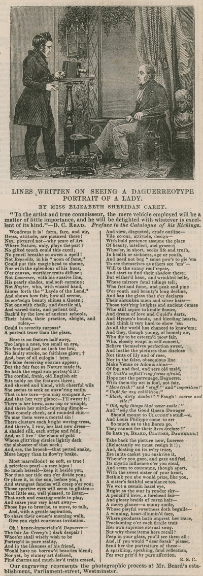 Lines Written on Seeing a Daguerreotype Portrait of a Lady by English School