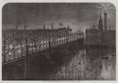 London Bridge illuminated on the Night of the 10th Inst by English School