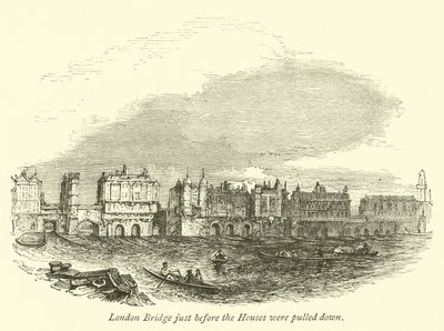 London Bridge just before the Houses were pulled down by English School
