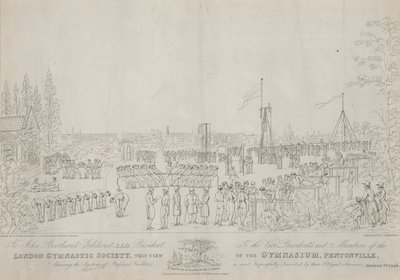 London Gymnastic Society, View of the Gymnasium, Pentonville by English School