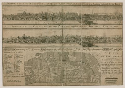 London, Before and After the Great Fire by English School