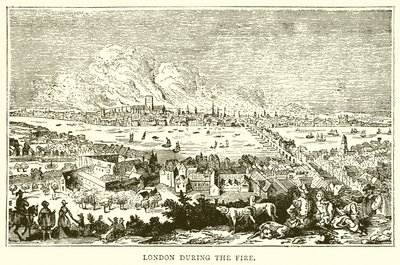 London during the Fire by English School