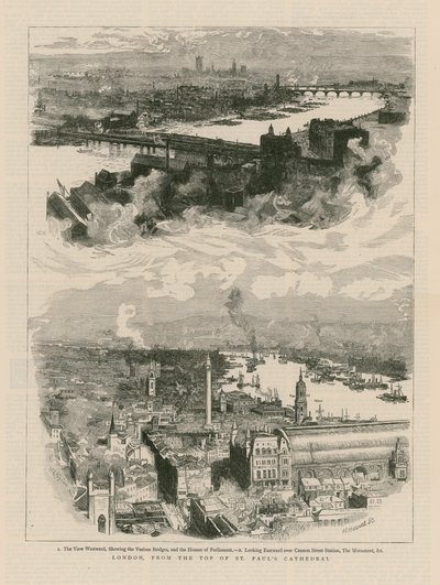 London from the Top of St Pauls Cathedral by English School