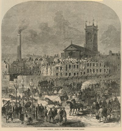 London Improvements: State of the Works in Holborn Valley by English School
