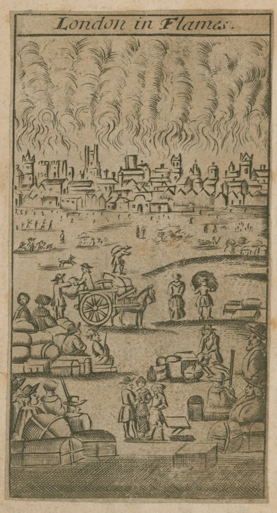 London in flames by English School
