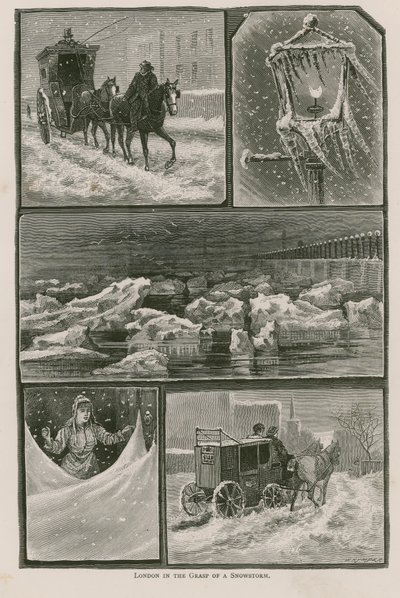 London in the Grasp of a Snowstorm by English School