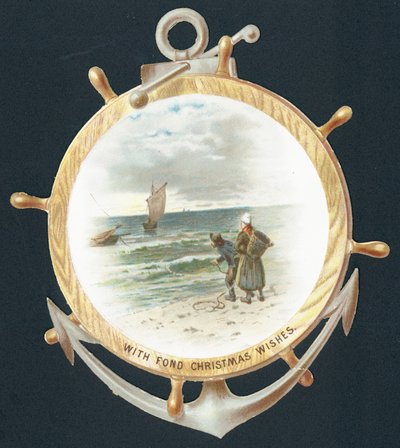 Looking through a ships wheel by English School