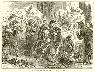 Looting the Emperors Palace, Pekin, 1860 by English School