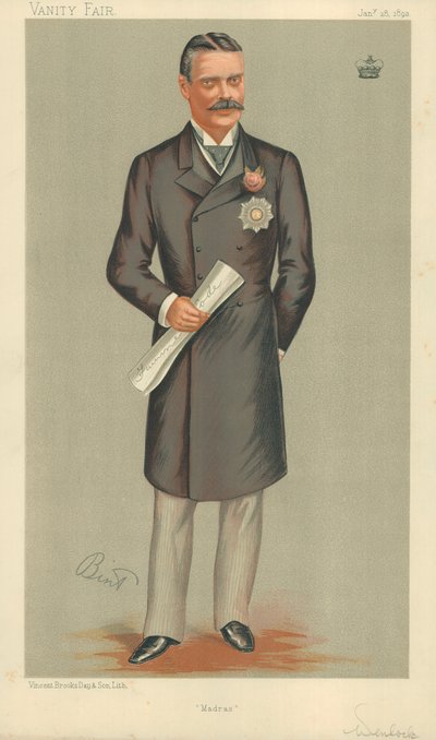 Lord Wenlock, Madras, 28 January 1893, Vanity Fair Cartoon by English School