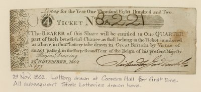 Lottery Drawn at Coopers Hall for the First Time, 29 November 1802 by English School