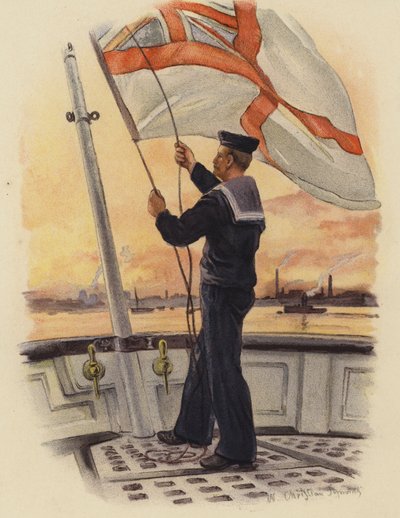 Lowering the Ensign at Sunset by English School
