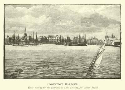 Lowestoft Harbour. Yacht making for the Entrance to Lake Lothing, for Oulton Broad by English School