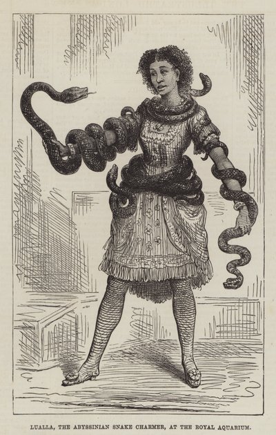 Lualla, the Abyssinian Snake Charmer, at the Royal Aquarium by English School