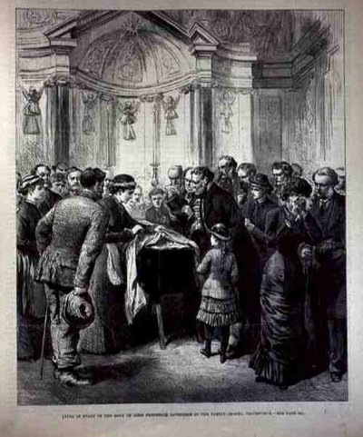 Lying in State, the Body of Lord Frederick Cavendish in the Family Chapel, Chatsworth by English School