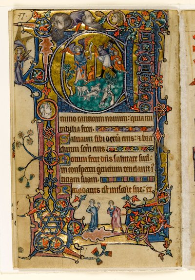 The Annunciation to the Shepherds, Historiated Initial from the Macclesfield Psalter, Use of Sarum, East Anglia (c.1330) by English School