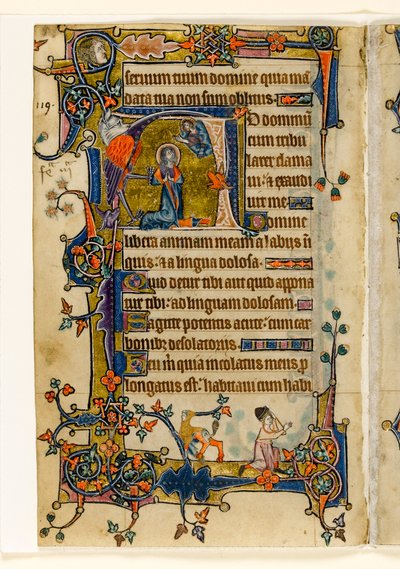 David Praying, Historiated Initial from the Macclesfield Psalter, Use of Sarum, East Anglia (c.1330) by English School