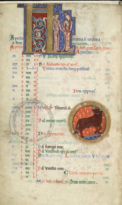 April, from the Hunterian Psalter by English School