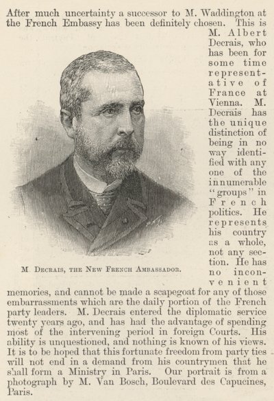 M. Decrais, the New French Ambassador by English School