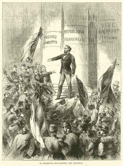 M Gambetta proclaiming the Republic, September 1870 by English School