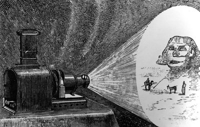 Magic Lantern projecting a scene of Ancient Egypt by English School