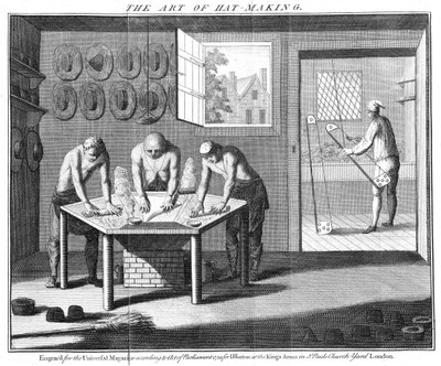 Making Beaver Hats, from The Universal Magazine, London, Published in 1750 by English School