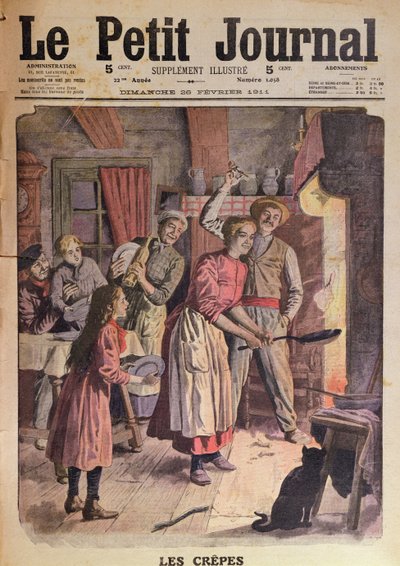 Making pancakes, illustration from Le Petit Journal, 26th February 1911 by English School