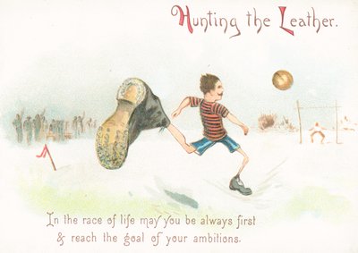 Man with Moustache About to Score a Goal in Football by English School