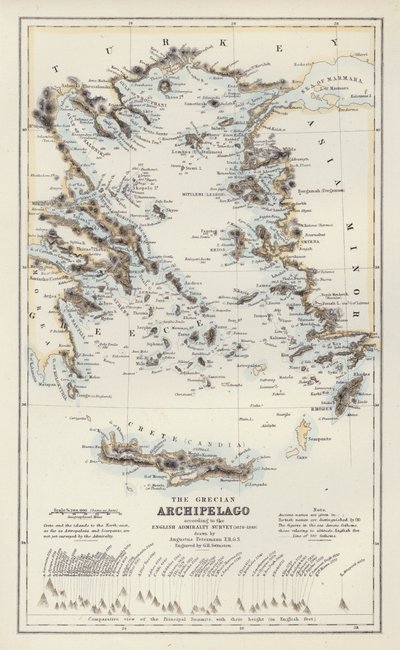 Map: The Grecian Archipelago, According to the English Admiralty Survey by English School