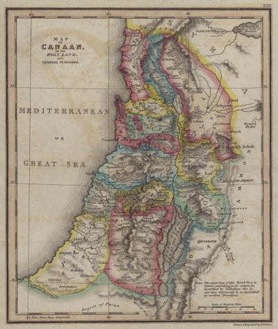 Map of Canaan of the Holy Land for General Purposes by English School