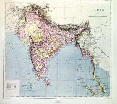Map of India, published under the direction of Colonel H.R. Thuillier, Surveyor General of India by English School