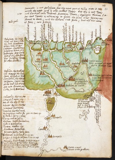 Map of Lower Egypt, from the Notebook of Sir Walter Raleigh, c.1606-08 by English School