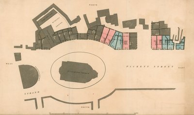 Map of Pickett Street and The Strand, London by English School