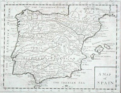 Map of Spain and Portugal, late 18th century by English School
