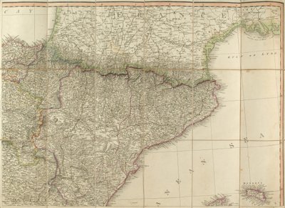 Map of Spain Said to Have Been Used by the Duke of Wellington by English School