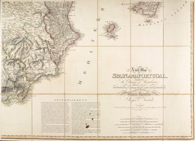 Map of Spain said to have been used by the Duke of Wellington by English School