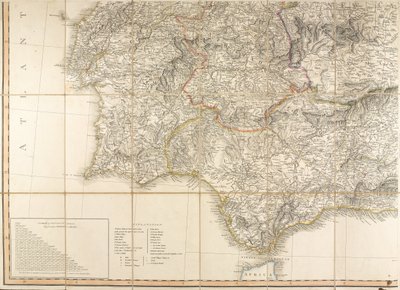 Map of Spain said to have been used by the Duke of Wellington by English School