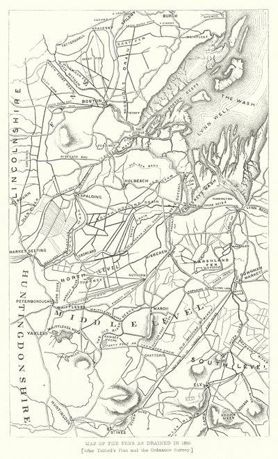 Map of the Fens as Drained in 1830 by English School