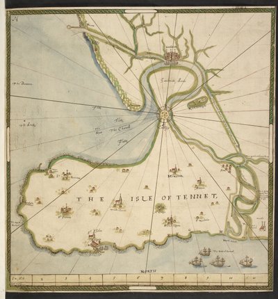 Map of the Isle of Thanet and Sandwich Marsh, based on a plan by John Rogers by English School