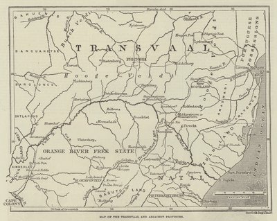 Map of the Transvaal and Adjacent Provinces by English School