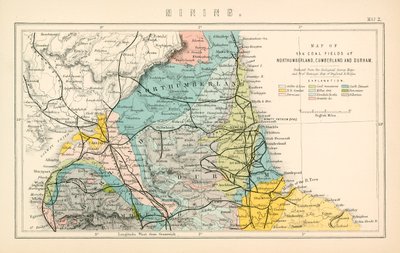 Map of the coal fields of Northumberland, Cumberland and Durham by English School